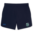 The Naperville Crusaders Elite Woven Short by EMB Canterbury in navy blue showcases a Crusaders logo on the right leg and a Canterbury logo on the left, making it ideal for enhancing your training experience.