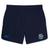The Naperville Crusaders Elite Woven Short by EMB Canterbury in navy blue showcases a Crusaders logo on the right leg and a Canterbury logo on the left, making it ideal for enhancing your training experience.