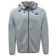 Gray full-zip hoodie with CSU Monterey Bay Otter Rugby logos on the chest, displayed on a plain background by EMB Canterbury.