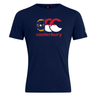 The Canterbury North Carolina CCC Flag Club T-shirt by WRS Canterbury is navy blue, featuring the state flag emblem, red "canterbury" text, and the Canterbury Kiwi Logo on the front.