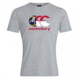 The WRS Canterbury North Carolina CCC Flag Club T-shirt is a grey tee showcasing the iconic Kiwi logo with North Carolina state seal and "canterbury" in red beneath the design.