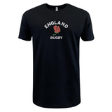 The WRS LAT Nations of Rugby England Rugby Supersoft Tee features "ENGLAND RUGBY" and a red rose emblem on the chest—essential apparel for England rugby fans.