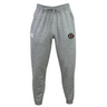 The NOVA RFC Leisure Sweatpant by EMB Canterbury is a pair of grey sustainable sweatpants featuring an elastic waistband and drawstring, adorned with the brand's logo on the left thigh and a Canterbury logo on the right.