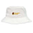The Norwich University Women's Rugby Crusher Bucket Cap by EMB S&S Activewear is a white cotton twill hat with a maroon and gold "NZ WOMEN'S RUGBY" logo—ideal as stylish sun protection for sporty days.