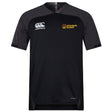 The Norwich University Women's Rugby Vapodri Evader Jersey by EMB Canterbury is a black short-sleeve rugby jersey with moisture-wicking tech, the Canterbury logo on the right chest, and "Women's Rugby" text and emblem on the left chest.