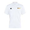 The Norwich University Women's Rugby Club Dry Polo by EMB Canterbury is a white, breathable polo with the Canterbury logo on the right chest and a yellow "Women's Rugby" logo on the left.