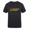 The Norwich University Women's Rugby Club Plain Tee by WRS Canterbury is a black cotton blend shirt featuring "NZ Women's Rugby" in yellow and maroon on the front.