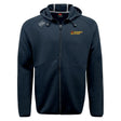 The Norwich University Women's Rugby Tempo Vapodri Full-Zip Hoodie by EMB Canterbury is a black zip-up hoodie with a hood, drawstrings, CCC VapoDri tech, the Canterbury logo on the right chest, and "Women’s Rugby" on the left chest.