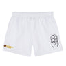 The Norwich University Women's Rugby Tactic Short by EMB Canterbury features a lightweight design, elastic waistband, black logo on the right leg, and a gold "Women's Rugby" badge—classic gym shorts inspired by Canterbury athletic wear.