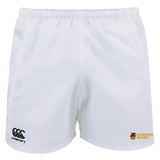 The Norwich University Women's Rugby Professional Polyester Rugby Short by EMB Canterbury features an elastic waistband and front logos of EMB Canterbury and Norwich University Women’s Rugby.