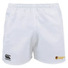 The Norwich University Women's Rugby Professional Polyester Rugby Short by EMB Canterbury features an elastic waistband and front logos of EMB Canterbury and Norwich University Women’s Rugby.
