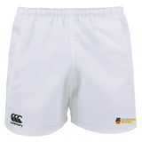 Norwich University Women's Rugby Advantage Rugby Shorts by EMB Canterbury feature the Canterbury logo on the left leg and a "Women's Rugby" logo on the right leg.