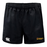 Norwich University Women's Rugby Advantage Shorts by EMB Canterbury feature an elastic waistband and sport Canterbury and women's rugby logos on the front.