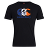 The Canterbury New York CCC Flag Club T-shirt by WRS Canterbury is a black short-sleeve rugby tee with a blue, white, and orange "CCC" logo and "canterbury" text—perfect for any CCC Flag Club or New York rugby shirt collector.