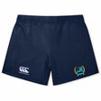 New York Police Dept. Rugby Women's Yokohama Shorts in navy blue, crafted with Vapodri fabric for optimal comfort, featuring an EMB Canterbury logo on the left and a crest on the right side.