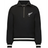 The EMB Augusta Women's Vintage New Zealand Heritage Prep Pullover is a black quarter-zip with white stripes on the cuffs and hem, featuring a white fern and "1884" on the left chest.
