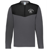 The EMB Augusta Nations of Rugby New Zealand Sideline Grid 1/4 Zip Pullover is a gray and black long-sleeve featuring "New Zealand Rugby" text and a rugby ball graphic on the left chest.