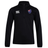 The New Zealand Club Shield 1/4 Zip Training Top by EMB Canterbury is a black, modern-fit long-sleeve pullover with a half-zip design. It features the Canterbury logo on the left chest and a stylized flag emblem on the right, crafted from durable fleece for optimal comfort.