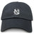 The UNC Rugby Adult Low-Profile Cotton Twill Dad Cap by EMB S&S Activewear is a black dad cap with a white, stylized overlapping letter logo and embroidered team branding on the front.