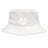 The UNC Rugby Crusher Bucket Cap by EMB S&S Activewear is a white cotton hat featuring an embroidered monogram-style logo on the front center, combining stylish sun protection with casual flair.