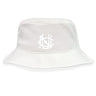 The UNC Rugby Crusher Bucket Cap by EMB S&S Activewear is a white cotton hat featuring an embroidered monogram-style logo on the front center, combining stylish sun protection with casual flair.