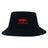 The Nebraska Youth Rugby Association Crusher Bucket Cap by EMB S&S Activewear is a black cotton twill hat with a red NYRA logo on the front, combining style and sun protection.