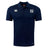 The UNC Rugby Club Dry Polo by EMB Canterbury is a navy blue short-sleeve polo with a collar, featuring white embroidered logos on the chest and shoulder. Made with breathable Vapodri technology for all-day comfort.