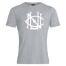 A light gray cotton blend UNC Rugby Club Plain Tee by WRS Canterbury features a large, stylized white monogram on the chest, combining comfort and style for everyday wear.