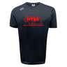 The WRS Canterbury Nebraska Youth Rugby Association Tempo Vapodri T-Shirt features "NYRA" and "Nebraska Youth Rugby Association" in red, a Nebraska outline with rugby ball, and moisture-wicking fabric for top athletic performance.