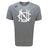 The UNC Rugby Tempo Vapodri T-Shirt by WRS Canterbury is a grey sports tee with a large white logo on the chest and a small shoulder logo, designed for moisture-wicking comfort during athletic activity.