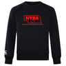 The Nebraska Youth Rugby Association Club Crew Sweatshirt by Canterbury features a black ultra-soft fabric, red NYRA logo with football and Nebraska outline on the chest, plus an embroidered CCC logo—classic WRS Canterbury style.
