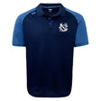 The UNC Rugby Elite Polo by EMB Canterbury features blue and black Vapodri fabric for superior moisture wicking.