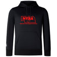 The Nebraska Youth Rugby Association Club Lightweight Hoodie by WRS Canterbury features a red outlined Nebraska, "NYRA" text, "Nebraska Youth Rugby Association" on the chest, and a comfy kangaroo pocket.