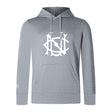 The UNC Rugby Club Lightweight Hoodie by WRS Canterbury features a large white stylized front logo, a small left sleeve logo, and a comfy kangaroo pocket in light gray.