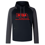 The WRS Canterbury Nebraska Youth Rugby Association Elite Training Hoody features "NYRA" and "Nebraska Youth Rugby Association" in red with a Nebraska outline and rugby ball graphic—ideal as a premium training hoody for athletes.