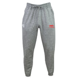 The Nebraska Youth Rugby Association Leisure Sweatpant by EMB Canterbury is crafted from sustainable fleece, featuring an elastic waistband, drawstring, ankle cuffs, and white and red logo prints on the thighs.