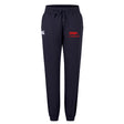 The Nebraska Youth Rugby Association Women's Leisure Sweatpant by EMB Canterbury features a navy blue color, drawstring waist, white Canterbury logo on the left, and red NYRA logo on the right thigh—crafted for comfort.