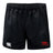 The Nebraska Youth Rugby Association Advantage Rugby Shorts by EMB Canterbury feature an elastic waistband, a white Canterbury logo, and a red NYRA logo. These moisture-wicking black shorts keep you comfortable during intense training.