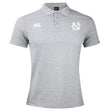 The UNC Rugby Waimak Polo by EMB Canterbury is a light grey, short-sleeve polo with a collar and white Canterbury logo emblems on the chest.