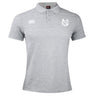 The UNC Rugby Waimak Polo by EMB Canterbury is a light grey, short-sleeve polo with a collar and white Canterbury logo emblems on the chest.