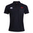 The Nebraska Youth Rugby Association Waimak Polo by EMB Canterbury is a black men's rugby polo with short sleeves, featuring a white "canterbury" logo on the right chest and a red/white "NYRA" logo on the left.