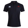 The Nebraska Youth Rugby Association Waimak Polo by EMB Canterbury is a black men's rugby polo with short sleeves, featuring a white "canterbury" logo on the right chest and a red/white "NYRA" logo on the left.
