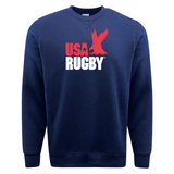 Vintage WRS Augusta USA Rugby Throwback Fleece crewneck sweatshirt in navy featuring the iconic USAR logo.