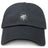 The EMB S&S Activewear League of Gentleman Adventurers Adult Low-Profile Cotton Twill Dad Cap is black with a small, circular white "LOGA" and compass logo embroidered on the front.