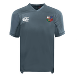 The NYC British and Irish Selects Vapodri Evader Jersey by EMB Canterbury in gray features the logo on the right chest and "Canterbury" on the left shoulder. Equipped with moisture-wicking technology, it keeps you dry and comfortable on intense game days.