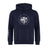 The League of Gentleman Adventurers Club Hoodie by WRS Canterbury is a navy team hoodie with a front pocket, "LOGA" compass chest logo, and white stripes on the left sleeve—ideal as a Rugby club hoodie.