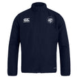 The League of Gentleman Adventurers Club Track Jacket by EMB Canterbury features a navy blue, water-repellent fabric, high collar, zip-up front, and Canterbury plus LOGA logos on the chest.