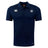 The League of Gentleman Adventurers Club Dry Polo by EMB Canterbury is a navy blue short-sleeve polo with a collar, CCC logo on the right chest, "LOGA" emblem on the left, and Vapodri Technology for cool, breathable comfort.