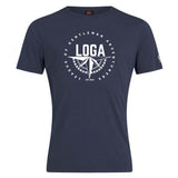 The League of Gentleman Adventurers Club Plain Tee by WRS Canterbury is a navy cotton-blend shirt with a white compass logo, “League of Gentleman Adventurers LOGA,” and “EST. 2019.” A stylish customizable tee for adventurers.