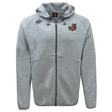 The light gray NYC British and Irish Selects Tempo VapoDri Full-Zip Hoodie by EMB Canterbury features moisture-wicking technology and has embroidered logos on the chest and shoulder.